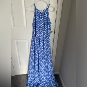 Blue and White formal maxi dress